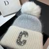 C Russian Winter Outdoor Thickened Double-Layer Warm Rabbit Fur Knitted Hat Northern Cold Fox Hairball Ear Protection Hat