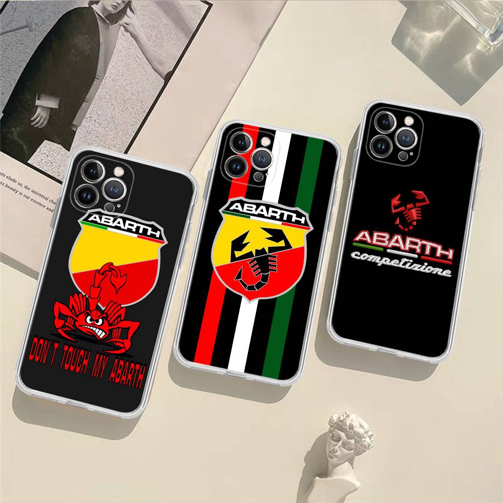 A-Abarth LOGO Transparent TPU Phone Case For IPhone 17 11 12 13 14 15 16 Pro Max 16 Plus Cover