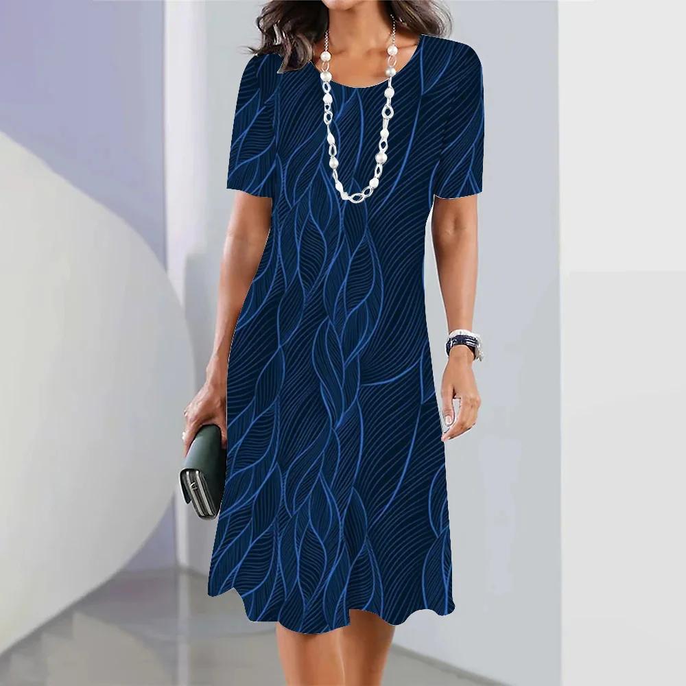 2026 Women's Summer Short-Sleeve Round-Neck Dress Casual Sexy 3D Printed Women's Wear
