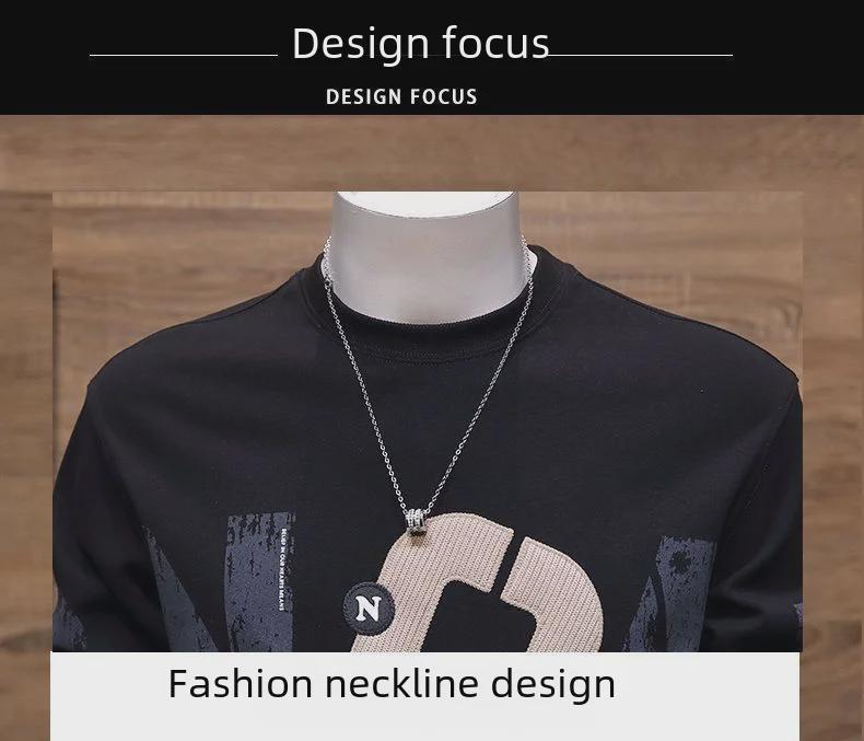 Men's 2023 Korean Style Slim Fit Letter Print Sweatshirt - Trendy, Thickened, Casual Jacket for Autumn and Winter