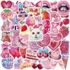 10/30/50pcs Vintage Cute Pink Girl Heart Stickers Cartoon Ins Style Aesthetic Decals DIY Scrapbooking Suitcase Phone Sticker Toy