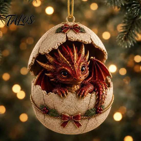 Christmas Tree Hanging Decoration Baby Dragon And Egg Ornament, 2D Flat Acrylic Fantasy Ornament Decoration, Pendant for Xmas Tree, Home Party