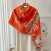 Luksusmerke Cashmere Kvinner Blomstret Skjerf Vinter Varmt Sjal og Wrap Bandana Pashmina Kvinne Foulard Firkantet Tykk Teppe Poncho