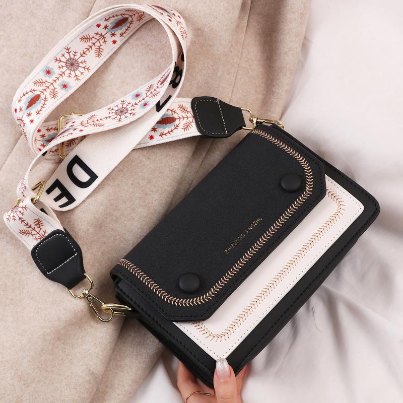 New Wide and Narrow Shoulder Strap Fashion Women's Bag Korean Version of Internet Celebrity Texture Small Square Bag Women's Bag