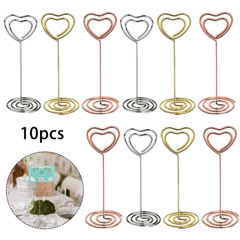 Card Holders Desktop Clip Heart Pattern Heart-shaped Iron
