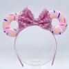 Doughnut Themed Geometric Bowknot Plastic Party Headband with Decorative Sequins Butterfly Bow New Hair Accessory