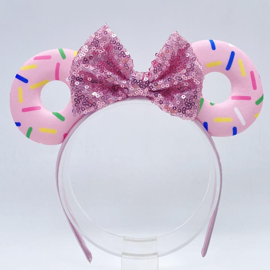 Doughnut Themed Geometric Bowknot Plastic Party Headband with Decorative Sequins Butterfly Bow New Hair Accessory