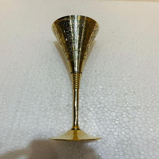 22.86 Cm Brass Wine Glass Hand-Engraved Gold Goblet Polished Brass Cup for Wine, Champagne,Cocktails Halloween,Wedding, Housewarming Gift