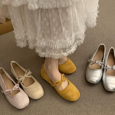 Retro Wildleder Innenhöhenerhöhung Mary Jane Einzelne Schuhe Damenschuhe 2025 Frühling und Sommer neue Ballerina Sanfte Abendschuhe