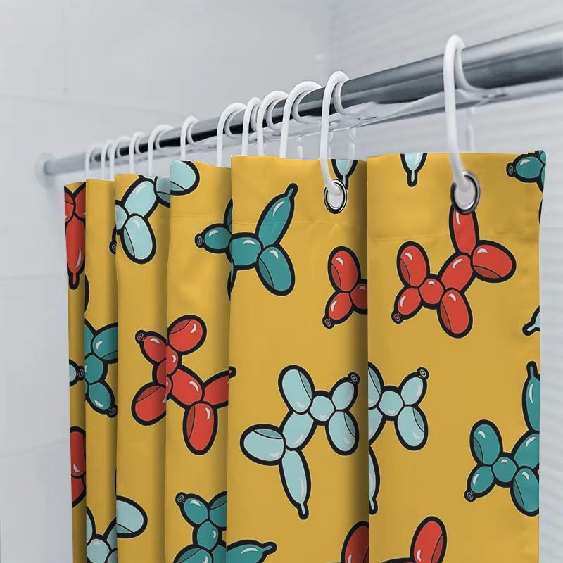 Balloon Shower Curtain Cute Cartoon Animals Kids Bathroom Decor Waterproof Fabric Washable Nursery Teen Room Backdrop