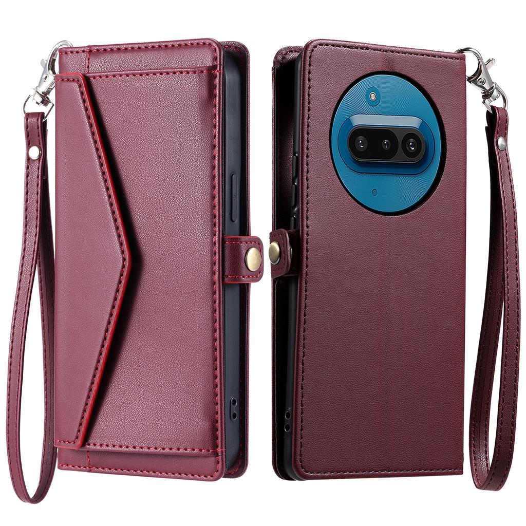 For Nothing Phone (3a) Leather Case with Wrist Strap Wallet Stand Phone Cover