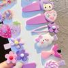 14pcs Set Hairpin Cute Colorful Princess Flower Fruit Cartoon Pattern Children Hair Clip For Girls Purple