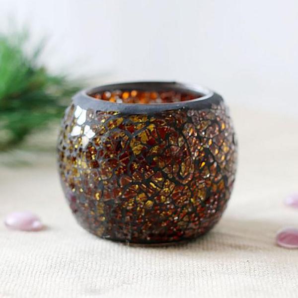 Mosaic Glass Candlestick Wishing Candle Tea Light Holder Dinner Wedding Tabletop Decoration