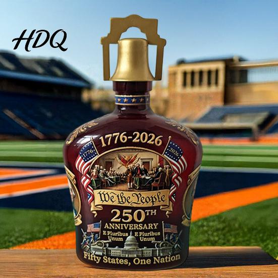 Collectible Patriotic Glassware 250th Anniversary Commemorative Wine Bottle Set Glass Decorative Mantelpiece Spirit Decanters for Celebrations