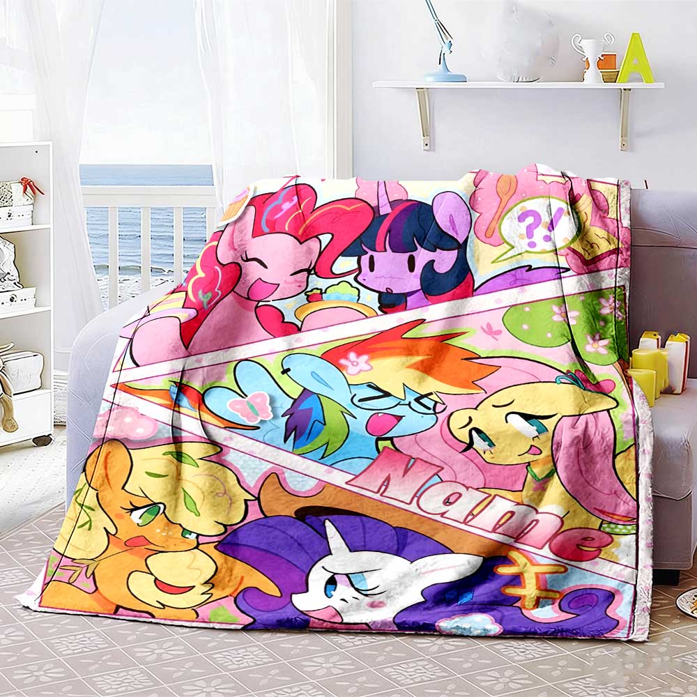 Little Pony (13) Personalized Name Blanket Gift Personalized Blanket Warmthful Decor for Picnics Couch Chair Living Room Ideal for All Seasons