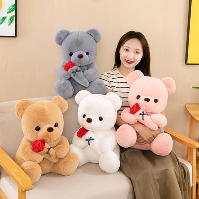 Cute Rose Bear Plush Toy, Valentine's Day Gift Hug Bear Plush Toy Female Birthday Gift