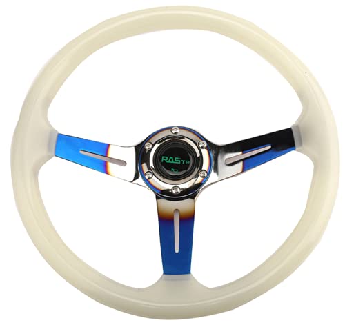 

ZS Real Wood Steering Wheel, 340mm, Neo Chrome, 6-Hole, Deep Dish, Crystal Bubble, Transparent (Blue 2)