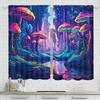 Set Of 2 Shining Mushroom Comic Pattern Printed Curtains Window Decorations Home Room Forest Curtain Polyester
