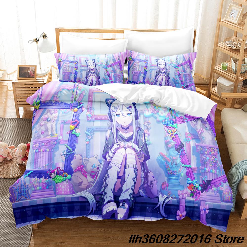 Yoisaki Kanade Bedding Set Cartoon Anime Three-Piece Set Adult Kid Bedroom Three-Piece Suit Kawaii Girl Colcha De Verano Ca