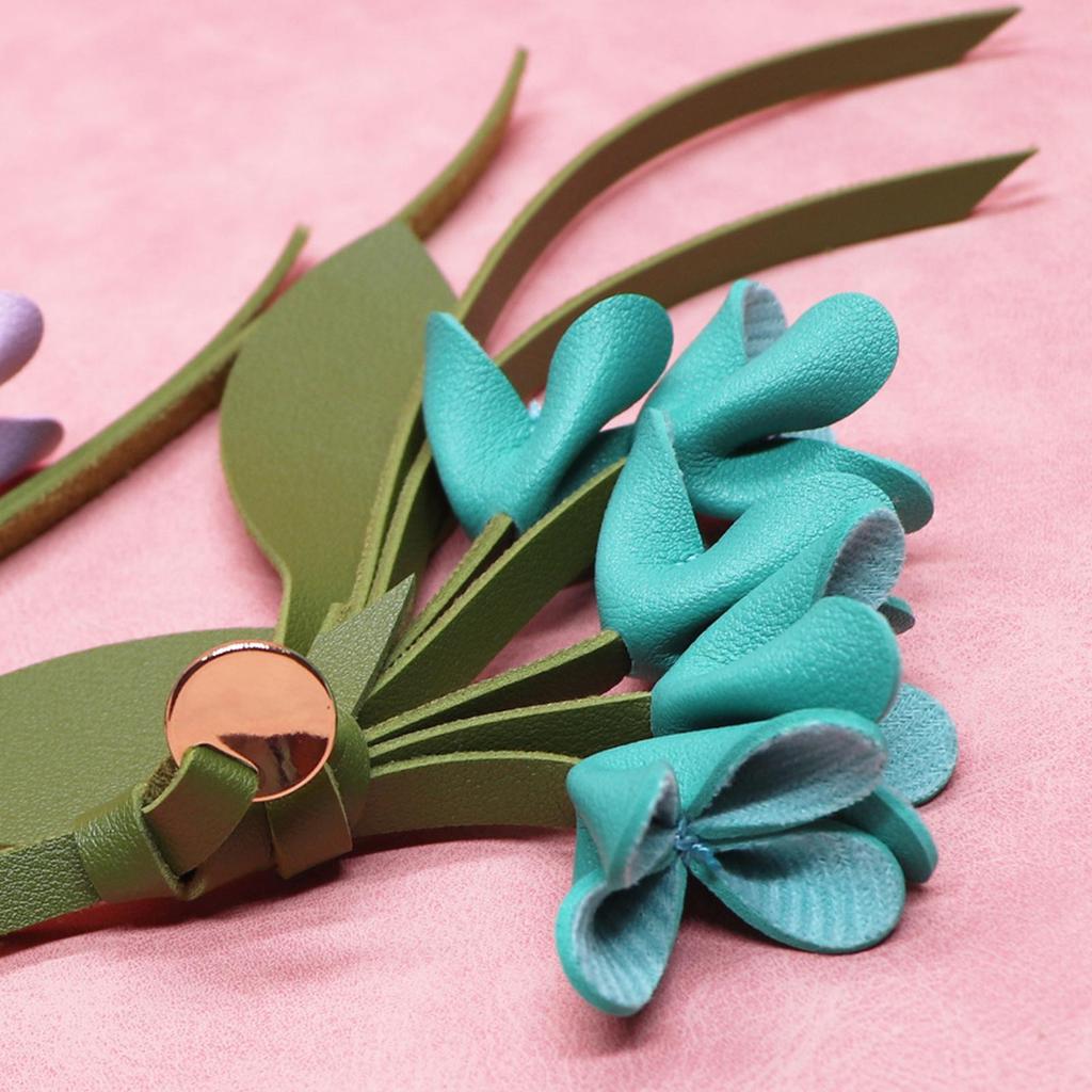 Stylish PU Leather Keychain Pendant Realistic Artificial Osmanthus Flower Design for Bags Backpacks and Accessories