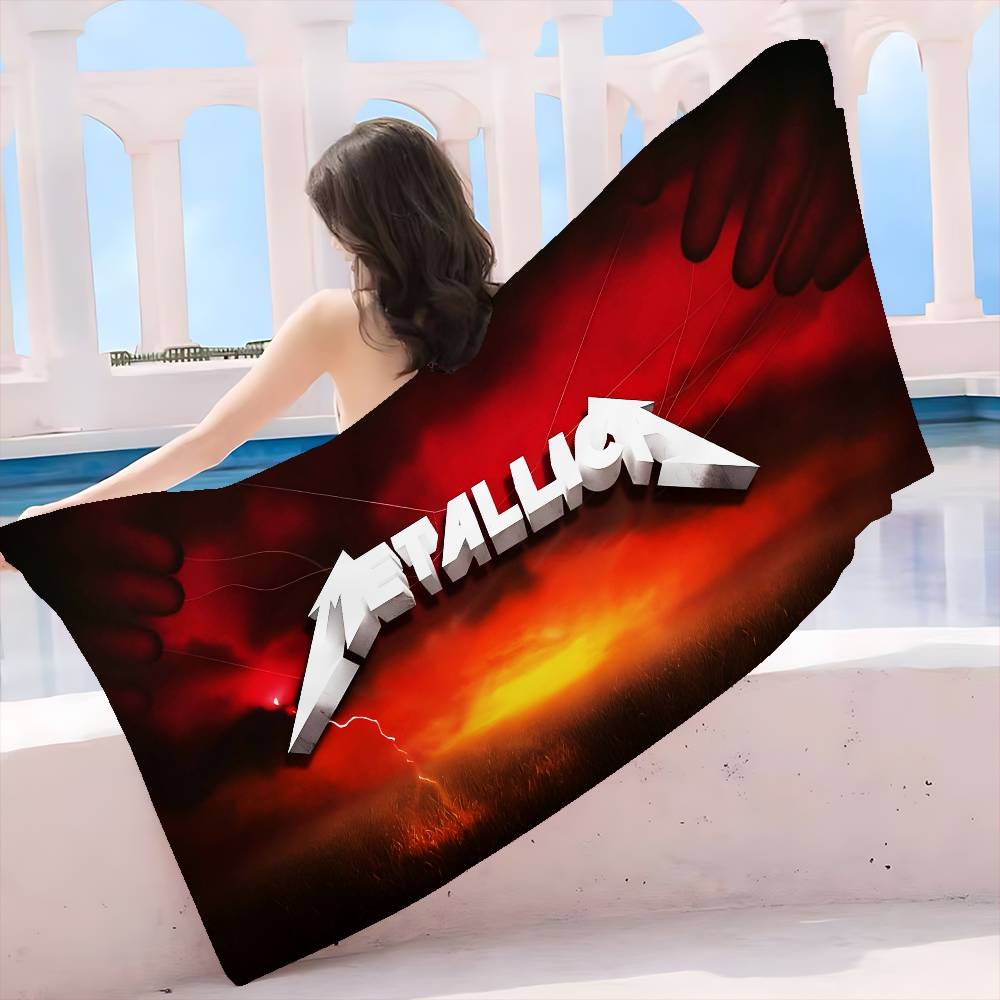 Retro Popular M-metallicaS Band Microfiber Printed Beach Towel Mountain Climbing Yoga Beach Swimming Running Absorbent Towel