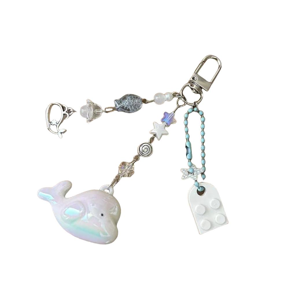 Handmade Dolphin Beaded Keychain Cuteness Acrylic Alloy Texture Suitable for Youthful Women and Fashion Enthusiasts