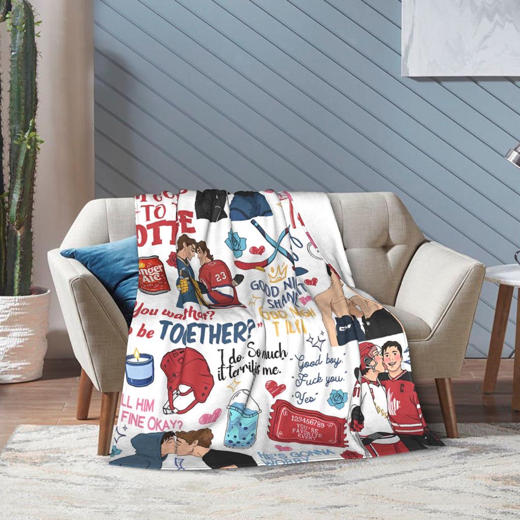 Heated Rivalry Knitted Blankets Cute Hollanov Flannel Throw Blankets Summer Air Conditioning Decoration Soft Warm Bedspreads