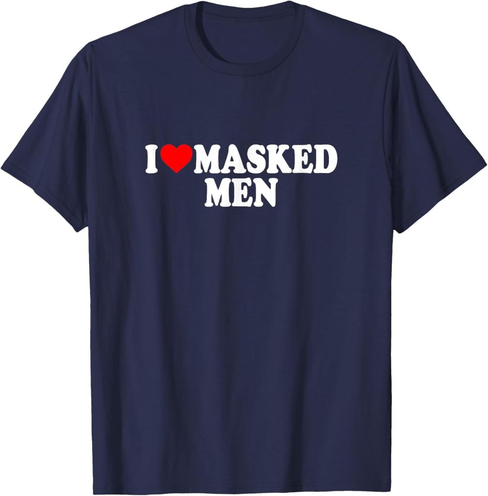 I Love Masked Men Graphic T-Shirt Funny Booktok Themed Casual Short Sleeve Crewneck Tee