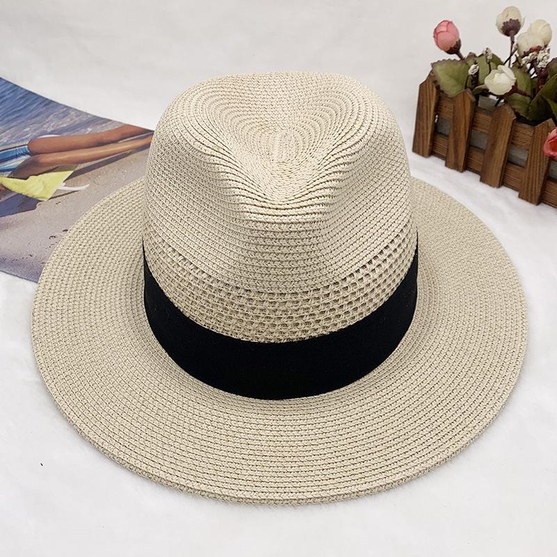 New Big Size Sun Straw Hat Summer Outdoors Sunscreen Beach Sun Hat Trendy Travel Vacation Po Panama Jazz Cap