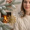Three Dimensional Snowflake Hanging Ornaments 3Pcs Christmas Tree Snowflakes Ornaments, 10cm Glitter Plastic Glossy Electroplated Decorations