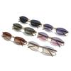 Cat-eye Sunglasses, Metal Frameless Design, Unisex, Suitable for Outdoor Wear and Fashion Shows, with Rivet Detailing On the Arms