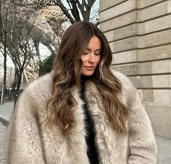 Autumn And Winter Women'S White Background Black Tip European And American Medium And Long Suit Coat Coat Artificial Fur Imitation Fur Coat