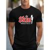 European Size Men's Round Neck T-Shirt Black Light Beige Industries Retro Logo Print Casual Wear, Suitable for Easter, Halloween, Thanksgiving