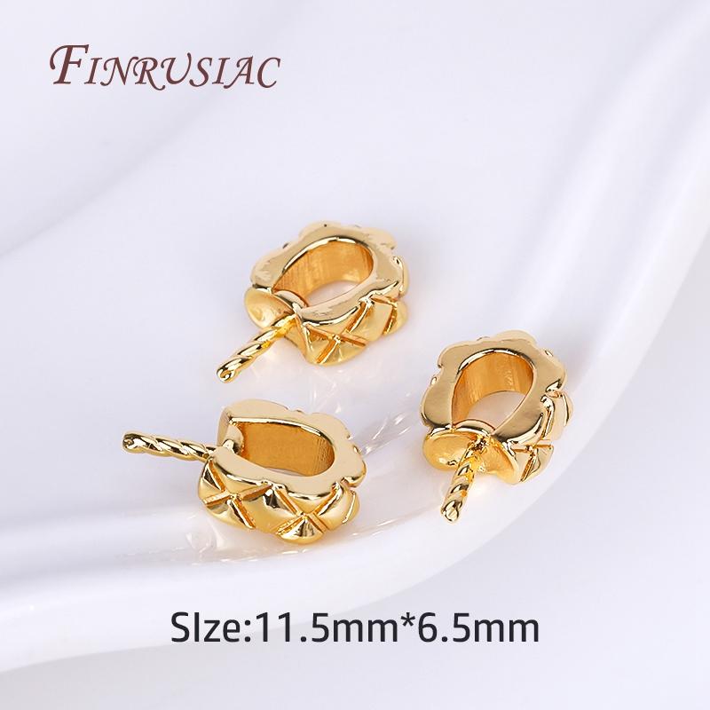 6 Style 18K Gold Plated Zircon-Set Pearl Pendant Mounting,Beads End Caps Peg Bails,Suitable For DIY Pearl Pendants Making
