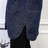 Women's Plus Size Hooded Denim Cotton Coat with Fleece Lining - Korean Style, Mid-Length, for Autumn and Winter.