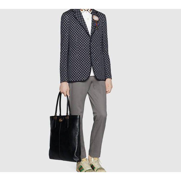 Gucci Pánské bílé bavlněné polo s proužkem a hlavou kočkovité šelmy 545714-XJAGU-9061