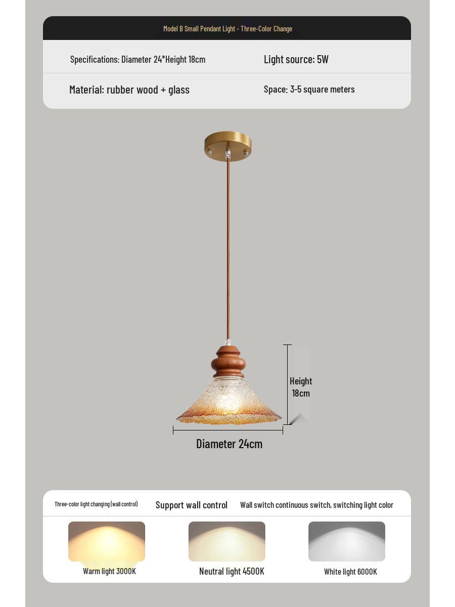 

Французская люстра в стиле ретро середины века со стеклянным абажуром для гостиной, столовой и спальни Three-color Light