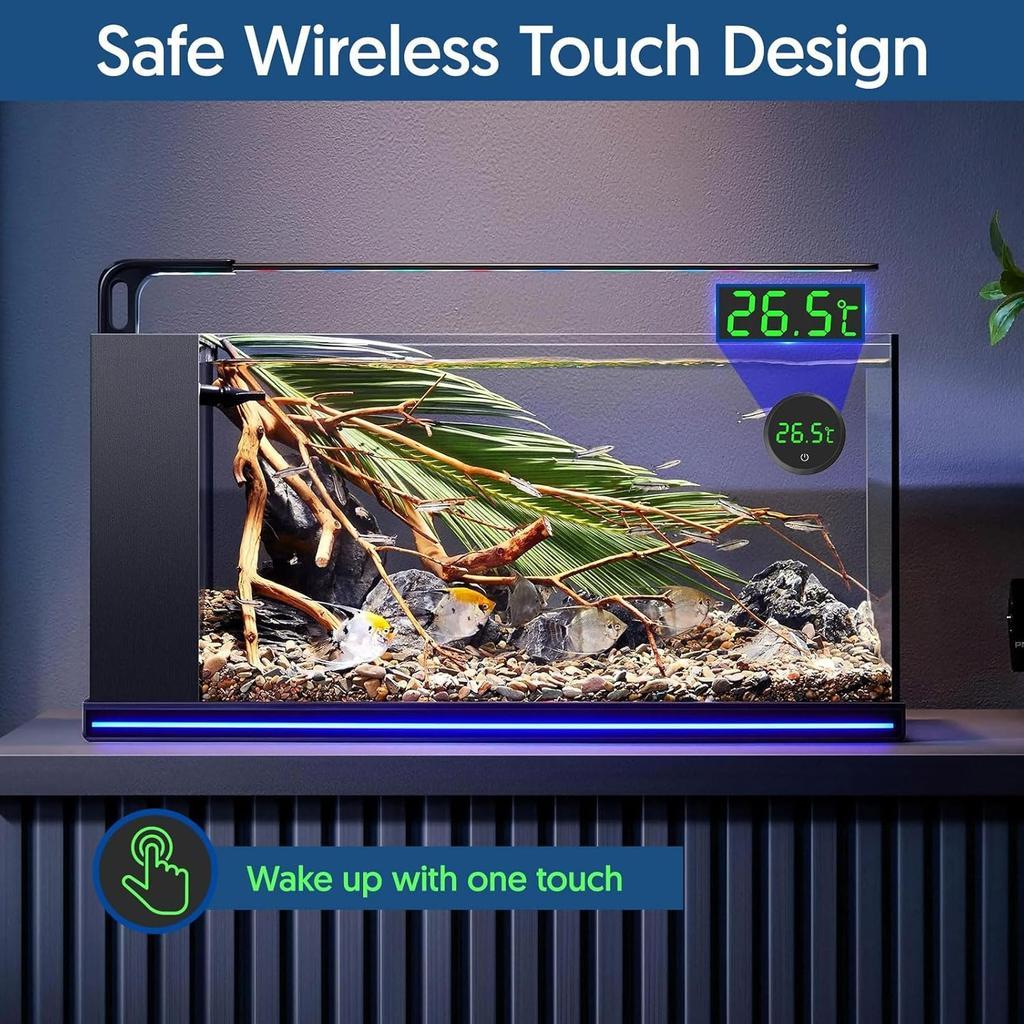 Aquarium Thermometer Digital Kabellos Touch Stick LED Anzeige ±1°C zur Überwachung der Aquarium Temperatur Zubehör
