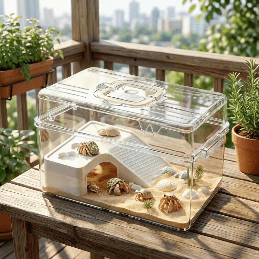 Transparent Reptile Terrarium Breathable Turtle Basking Platform Turtle Tank Hermit Crab