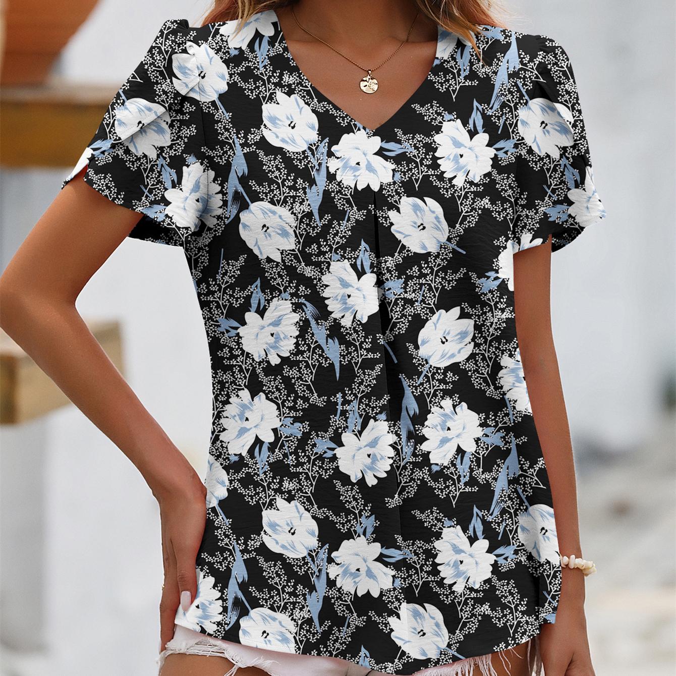 

VEZFAA женские модные повседневные летние блузки и рубашки с короткими рукавами и v-образным вырезом