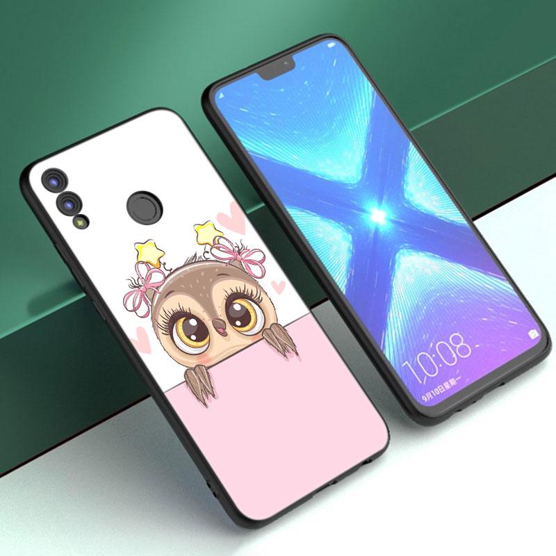 Cartoon Owl Cute Owls Case For Huawei Honor 10X Lite 7A 7S 8A 8S 8C 8X 9A 9C 10i 20i 30i 20S 20E 9X Pro 10 8 Lite Black Cover