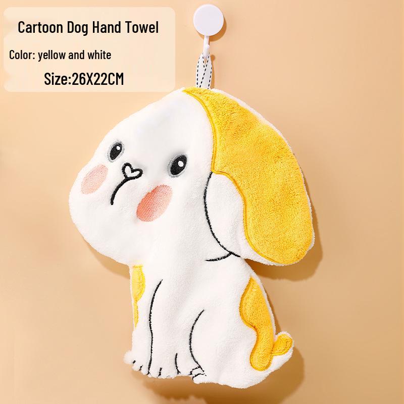Cartoon Bear Duck Hanging Hand Towel - Absorbent & Quick-Drying for Bathroom.