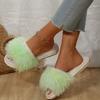 Fashion Women Slippers New Summer Flat Fluffy Slippers Fashion Low Heel Lightweight Sandals Trend Casual Beach Shoes Home Slides Women