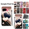 Handmade PU Leather Flip Case for Google Pixel 9a Anti-Slip Shockproof Cover with Wrist Strap & Heart/Rose Cat Designs