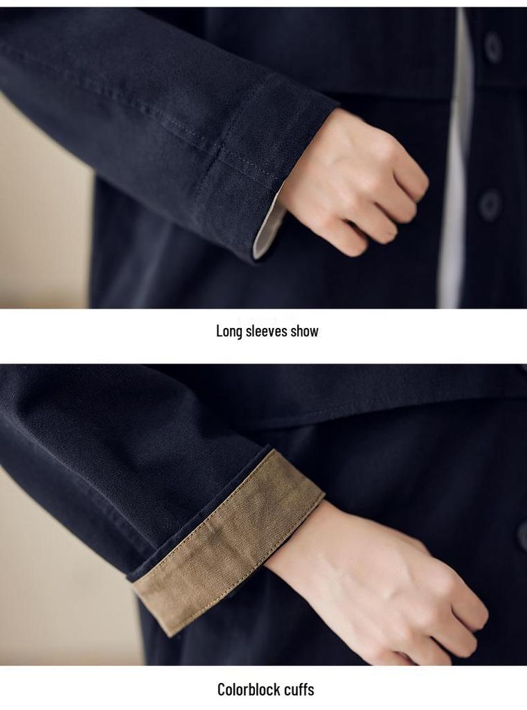3126 Versatile Mid-Length Women's Trench Coat - 2026 Korean Style, Casual Lapel Jacket, Solid Color, Spring Collection
