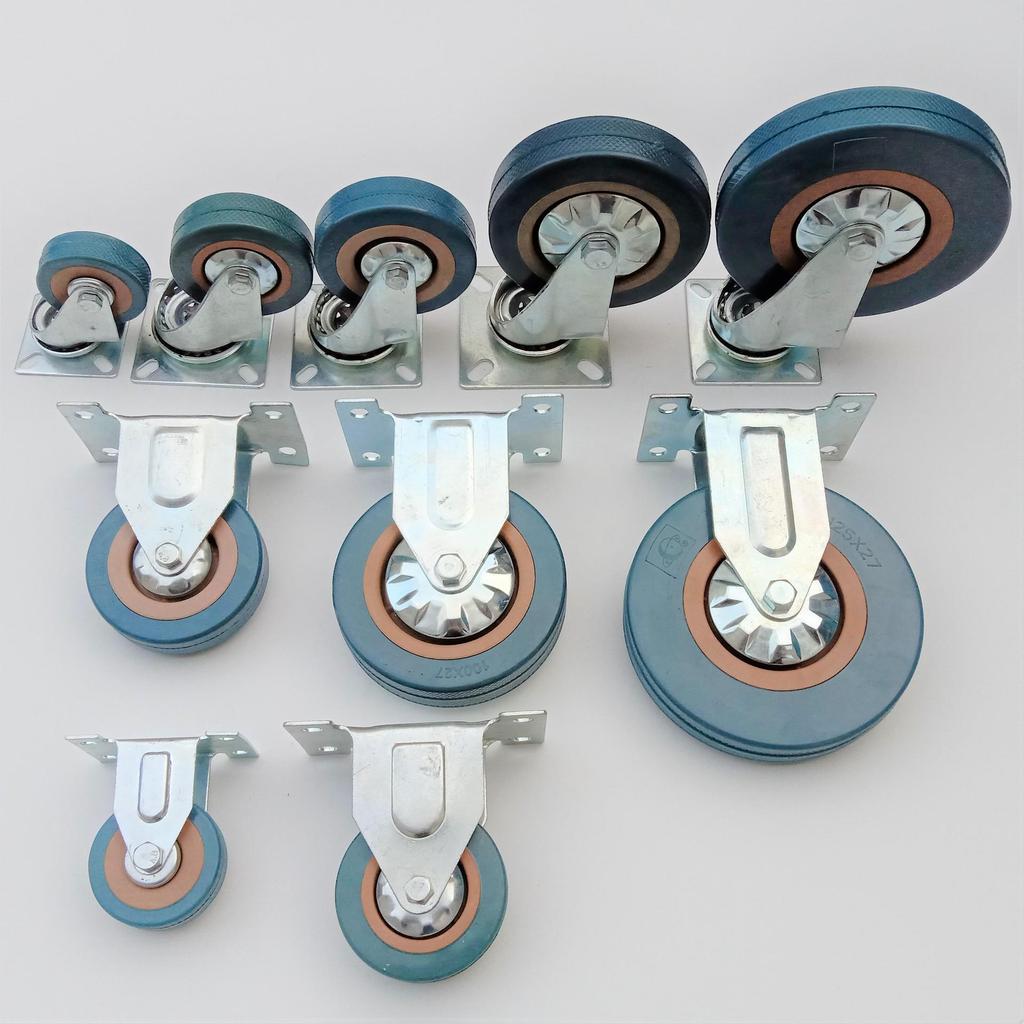 Grey Silent Swivel Casters for Dining Cars - Light Duty, High-End Rubber Wheels