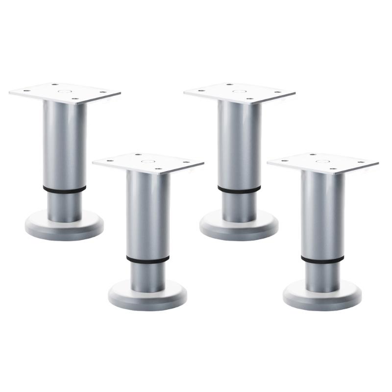 4Pcs Height Adjustable Furniture Legs Metal Round Cabinet Feet Replacement Support Legs for Drawer Dresser Table Couch