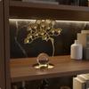 Crystal Ball Decor Elegant Luxury Desk Sculpture Gold Flower Ornament Gift Idea Leaf Sculpture Shiny Finish for Living Room