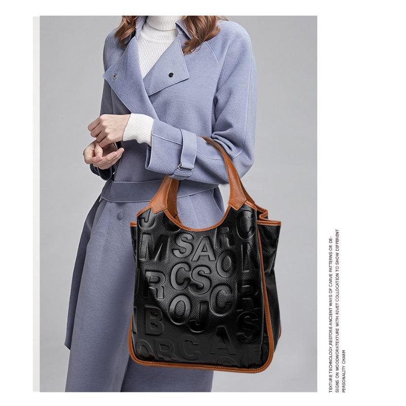 Kontrastierende Handtasche für den Arbeitsweg Neuer Stil aus Rindsleder erster Schicht mit großer Kapazität Lässige Umhängetasche für den täglichen Gebrauch