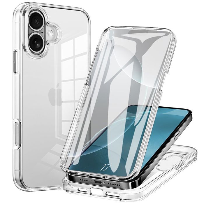 Protective Case for iPhone 17 - BOOLING - Full Transparent - Soft Silicone - Hard PC - Shockproof